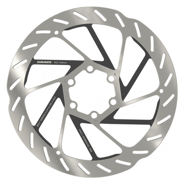 SRAM DISC ROTOR 160 HS2 6B ROUNDED w/STL BOLTS SL/BK