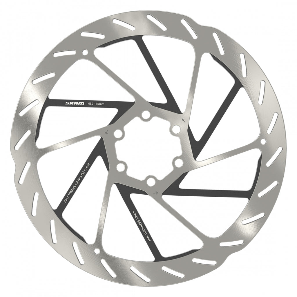 SRAM DISC ROTOR 180 HS2 6B ROUNDED w/STL BOLTS SL/BK