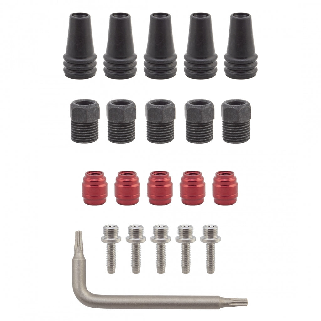 SRAM HOSE FITTING KIT 5eaBARBS/COMP NUTS/RD OLIVES/BOOTS/1 T8 WRENCH f/RED/FORCE/RIVAL AXS