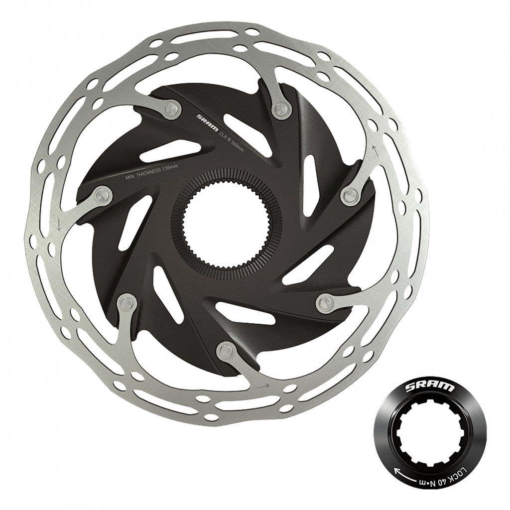 SRAM DISC ROTOR 160 C-LINE XR-ROAD CL 2-PIECE ROUNDED w/LOCK RING SL/BK