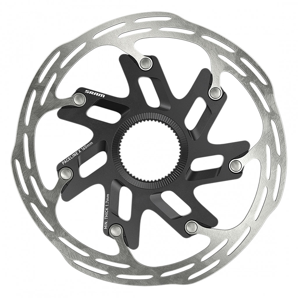 SRAM DISC ROTOR 160 PACELINE-X CL ROUNDED w/LOCK RING BK/SL (P)
