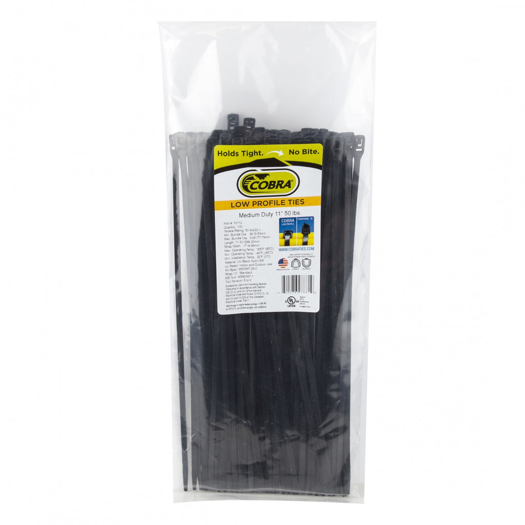 COBRA FLEXROUTE TIES ONLY 11in 100pk BULK BLACK