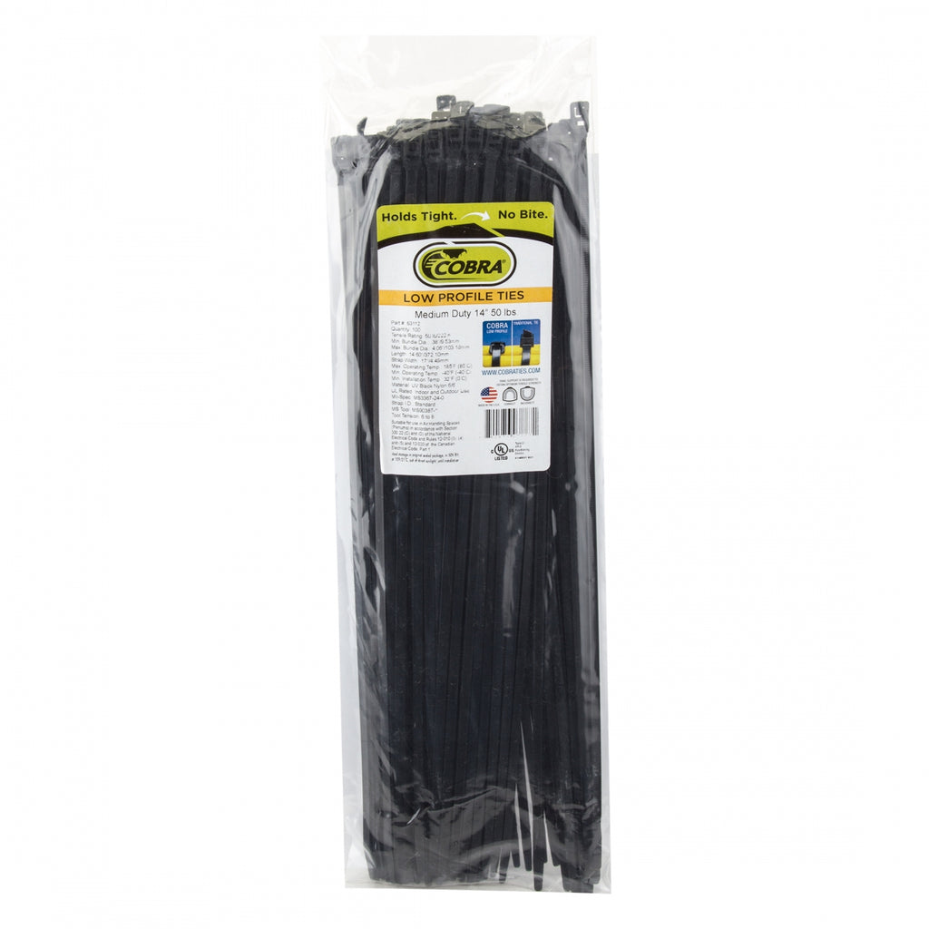 COBRA FLEXROUTE TIES ONLY 14in 100pk BULK BLACK