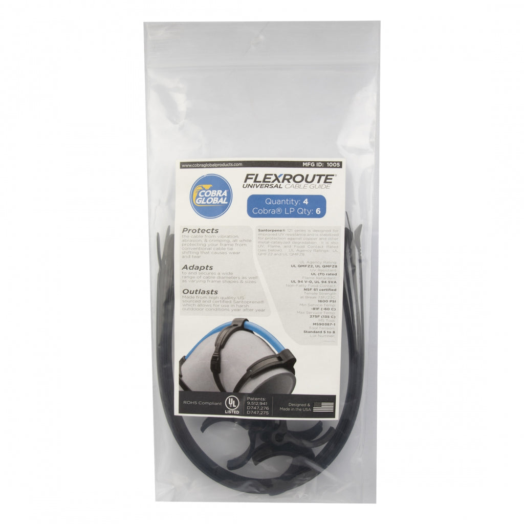 COBRA FLEXROUTE GUIDES SMALL 4.8-6.5mm w/TIES 4pk BLACK