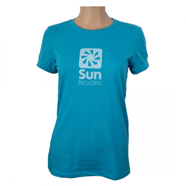 T-SHIRT SUN LOGO LADIES SMALL HEATHER AQUA