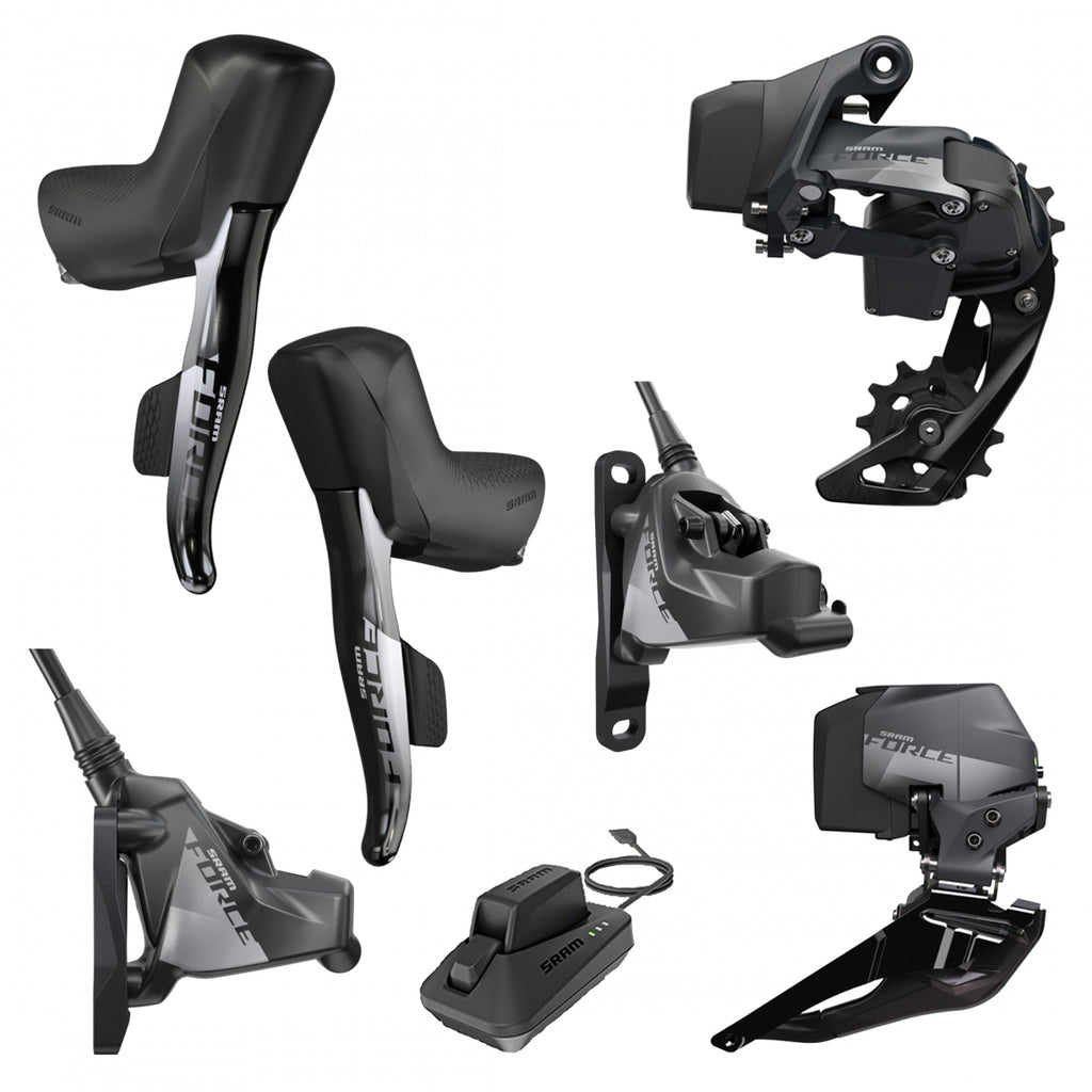 SRAM ETAP 2X FORCE AXS HRDSHIFTER/HYD FLAT DISC BRAKE/RD 33T MAX & BAT/FD &BAT 160 ROTORS 6B  & BAT/CHARGER & CORD