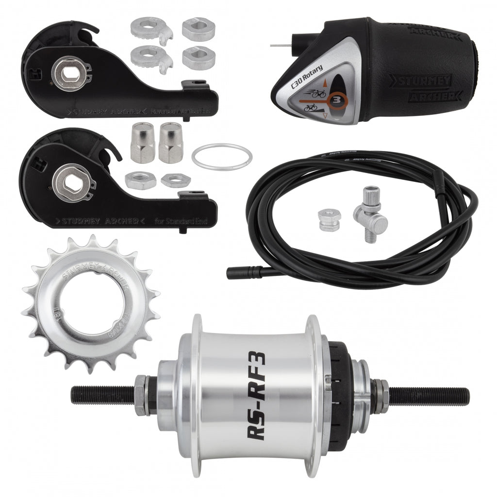 S/A 3sp RSRF3 36 SILVER w/TRIM KIT/TWIST-SHIFTER TSC30 129/185mm ROTARY