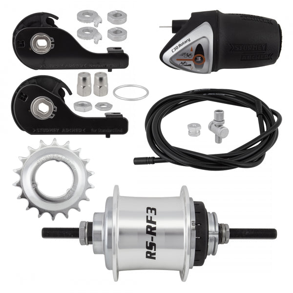 S/A 3sp RSRF3 36 SILVER w/TRIM KIT/TWIST-SHIFTER TSC30 129/185mm ROTARY