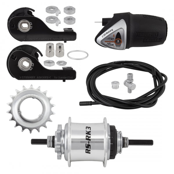 S/A 3sp RSRK3 32 6B SILVER w/TRIM KIT/TWIST-SHIFTER TSC30 135/185mm ROTARY