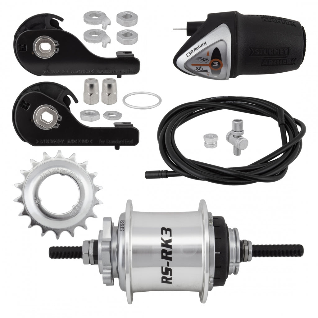S/A 3sp RSRK3 36 6B SILVER w/TRIM KIT/TWIST-SHIFTER TSC30 135/185mm ROTARY