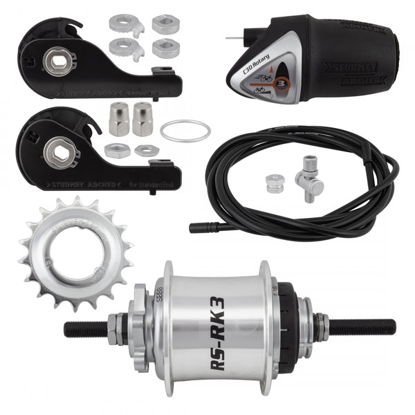 S/A 3sp RSRK3 36 6B SILVER w/TRIM KIT/TWIST-SHIFTER TSC30 135/185mm ROTARY