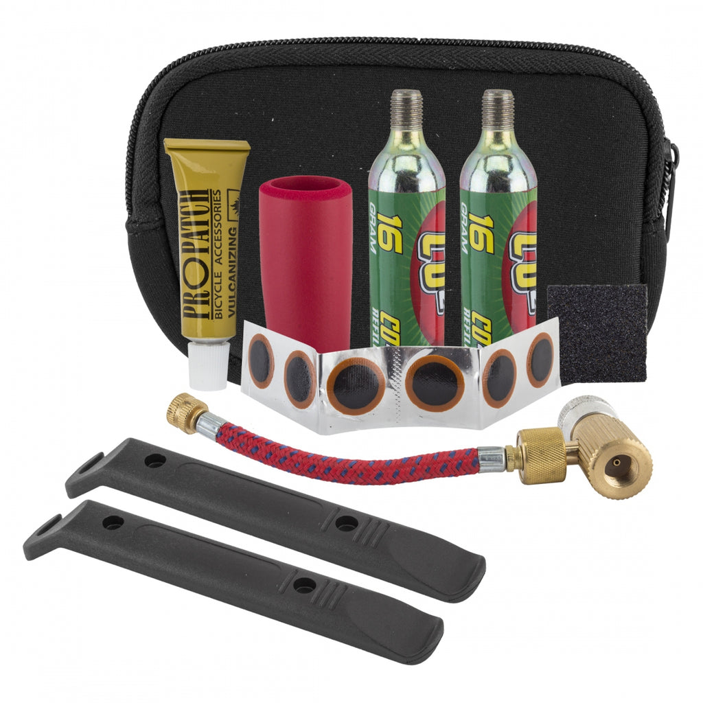 MR TUFFY Co2 REPAIR KIT ROAD w/CONTROL/2-16g/PATCH KIT/2-TIRE LEVERS/ZIPPER BAG