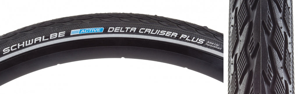 SCHWALBE DELTA CRUISER PLUS ACTIVE TWIN PUNCTUREGUARD 26x1.75 BK/BK/REF SBC E25 WIRE