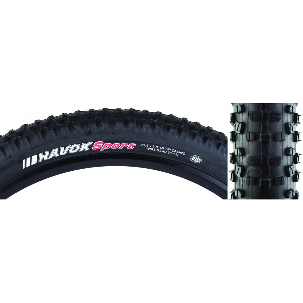 KEN HAVOK SPORT 27.5x2.8 BK/BK DTC/60 WIRE 25psi