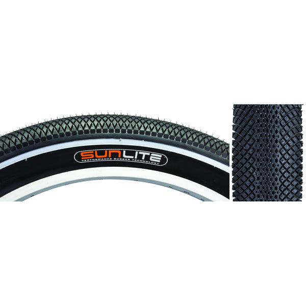 SUNLITE 26x3.5 BK/BK WIRE WH-STRIPE BAJA