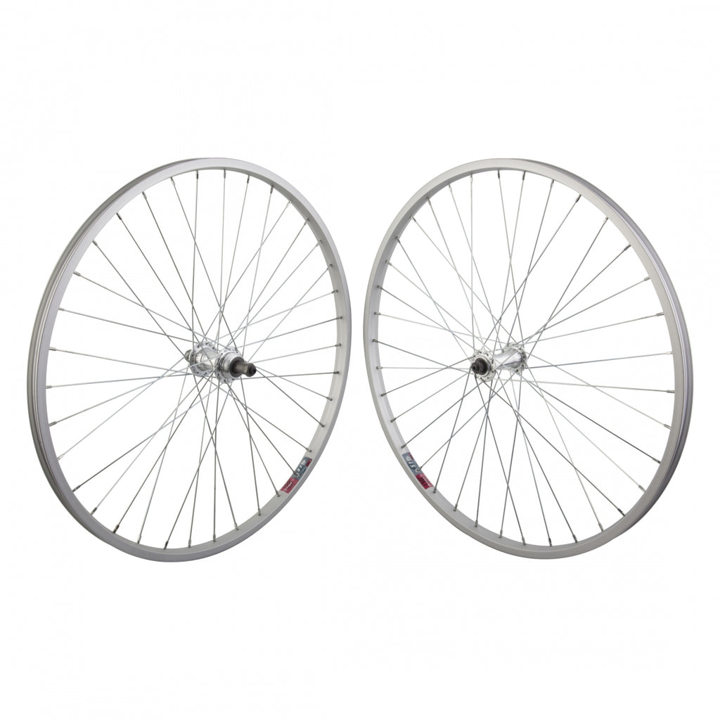 PAIR 26x1.5 559x19 ALLOY SILVER 36 ALLOY FW 5/6/7sp QR SILVER 135mm 14gUCP