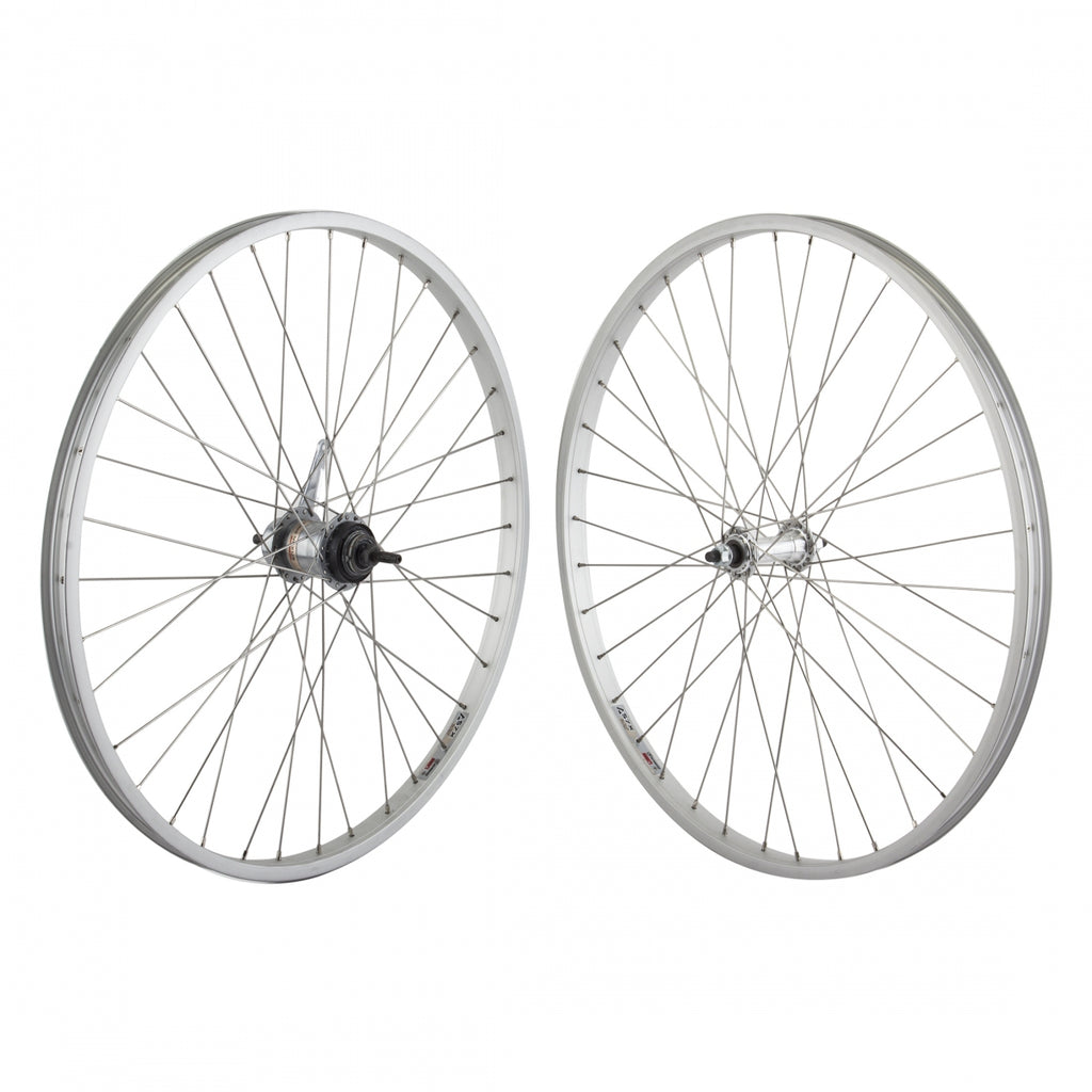 PAIR 26x1.75 559x25 WEI AS7X SILVER 36 ALLOY BO 3/8 SILVER NEX 3sp CB 120mm DTI2.0SL w/TRIM KIT & SHIFTER