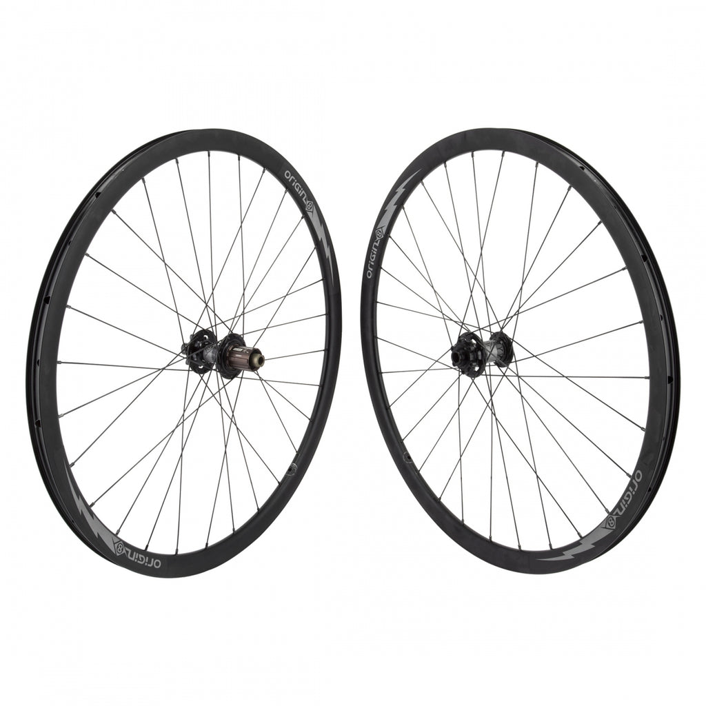 PAIR 700 622x21 ORIGIN 8 BOLT ALLOY GRAVEL 30mm TBLS DISC BLACK 28 ORIGIN 8 CX/GX1110 ELITE 8-11sCAS 6B 15mm 12mm SEAL BLACK 142mm DT2.0/1.8BK