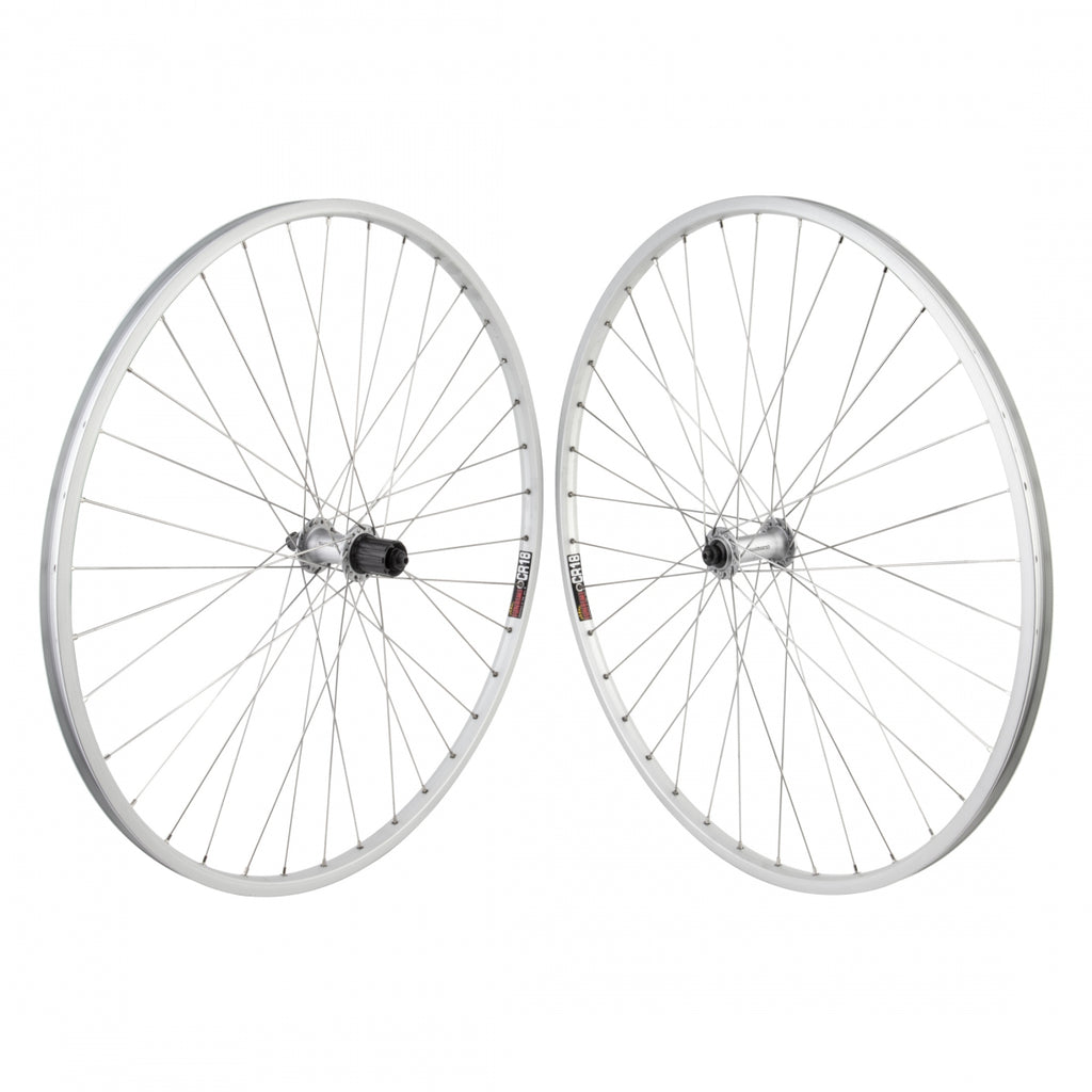 PAIR 700x35 622x18 SUN CR18 SILVER 36 SHIMANO T3000 8-10sCAS QR SILVER 135mm DTI2.0SL