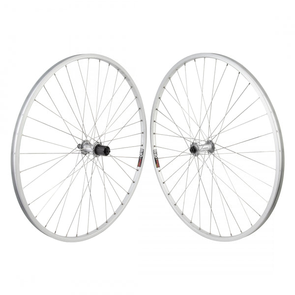 PAIR 700x35 622x18 SUN CR18 SILVER 36 SHIMANO T3000 8-10sCAS QR SILVER 135mm DTI2.0SL