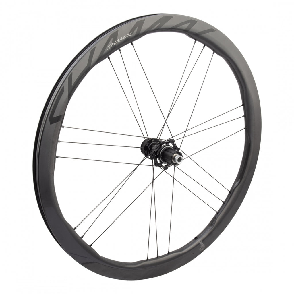 PAIR CAMPAGNOLO 700 SHAMAL CARBON C23 DB 2WF DUAL HG11 BLACK 12mm THRU CLINCHER