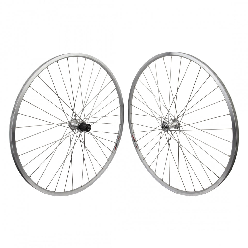 PAIR 700 622x14 WEI LP18 SILVER 36 ALLOY 8-10sCAS SILVER QR 130mm DTI2.0SL