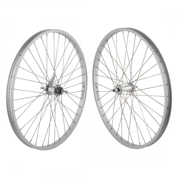 PAIR 26x1.75 559x25 ALLOY SILVER 36 ALLOY BO 3/8 SHIMANO CB 110mm 12gSS w/TRIM KIT