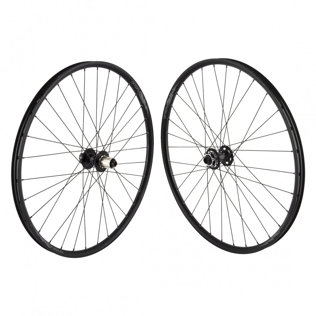 PAIR 27.5 584x23 ORIGIN 8 BOLT ALLOY MTB XC 18mm TBLS DISC BLACK 32 ORIGIN 8 MT3100 8-10sCAS 6B 15mm 12mm SEAL BLACK 142mm DT2.0BK