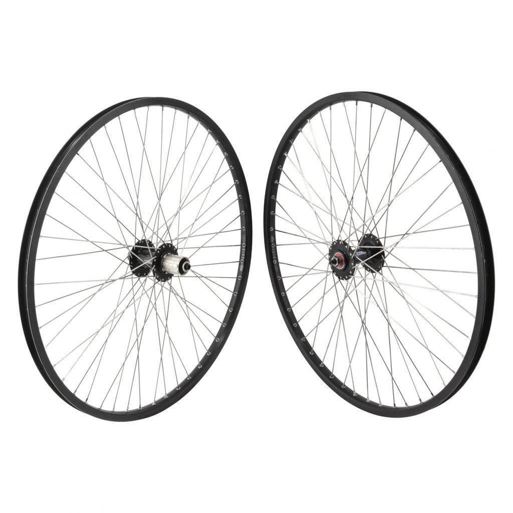 PAIR 26x1.5 559x18 SUN CR18 BLACK 48 WHEEL MASTER MT1200 8-10sCAS QR SEAL BLACK 135mm DTI2.0BK