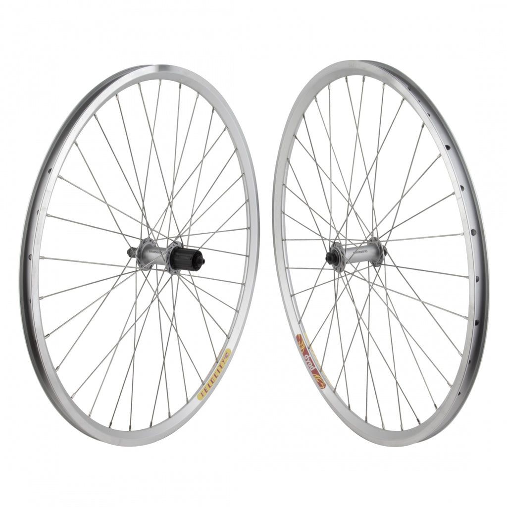 PAIR 650B 584x18 VELO DYAD SILVER 32 SHIMANO T3000 8-10sCAS QR SILVER 135mm DTI2.0SL
