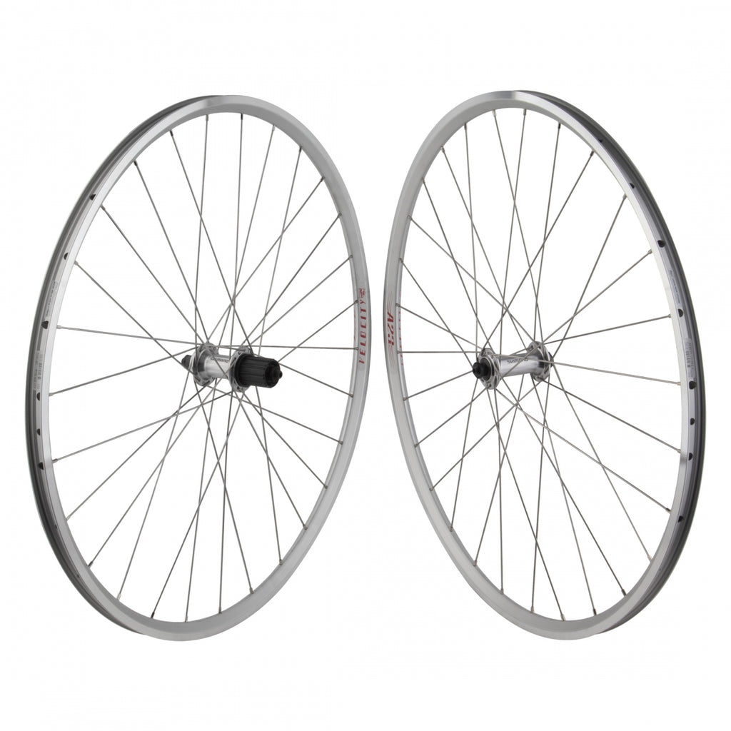 PAIR 700 622x18 VELO A23 SILVER MSW 28 SHIMANO RS400 8-11sCAS QR SILVER 130mm SAPIM LEADER 2.0 SILVER