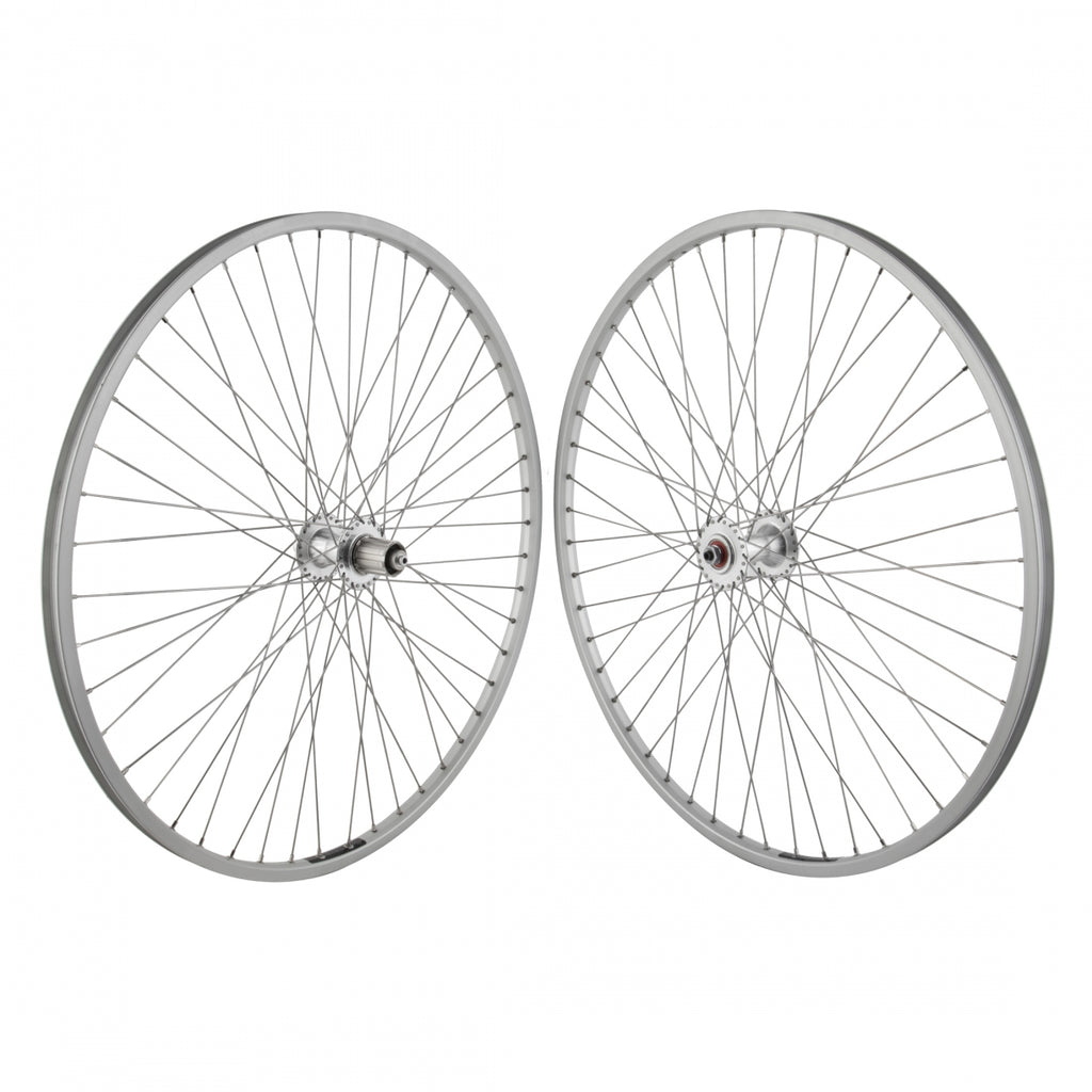 PAIR 26x1.5 559x18 SUN CR18 SILVER 48 WHEEL MASTER MT1200 8-10sCAS QR SEAL SILVER 135mm DTI2.0SL