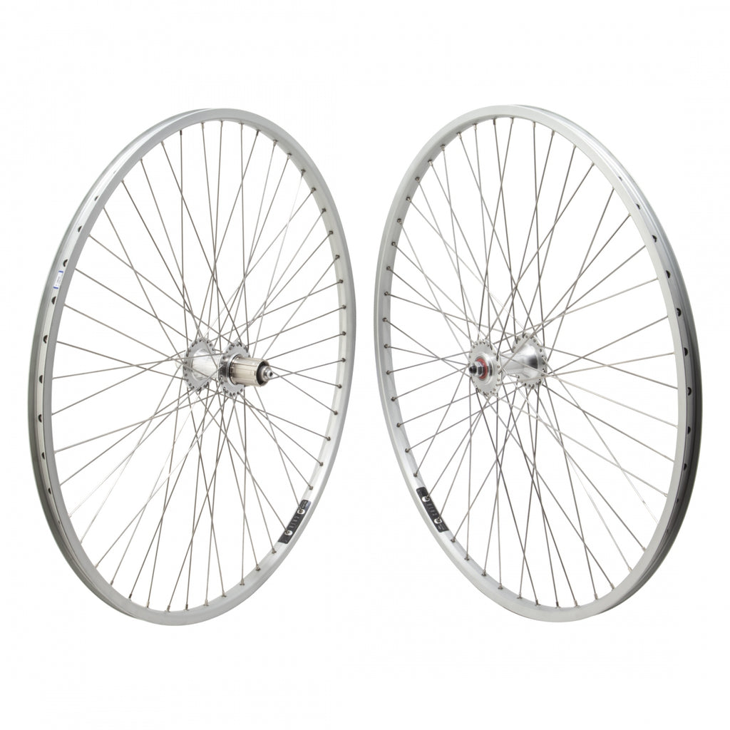 PAIR 700 622x18 SUN CR18 SILVER 48 WHEEL MASTER MT1200 8-10sCAS QR SEAL SILVER 135mm SAPIM LEADER 2.0 SILVER