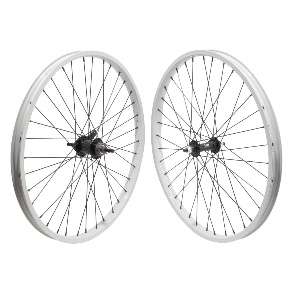 PAIR 24x1.75 507x27 ALLOY GY 36 ALLOY BO 3/8 BLACK KT CB BLACK 110mm 14gBK w/TRIM KIT