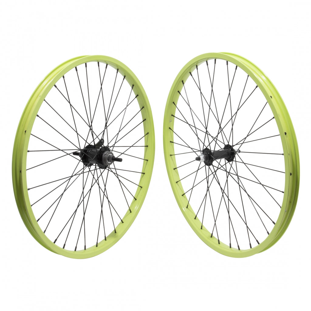 PAIR 24x1.75 507x27 ALLOY LIME 36 ALLOY BO 3/8 BLACK KT CB BLACK 110mm 14gBK w/TRIM KIT