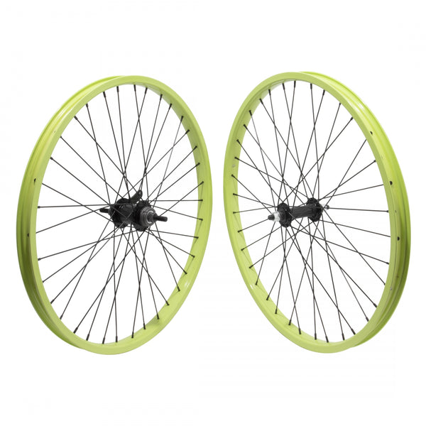 PAIR 24x1.75 507x27 ALLOY LIME 36 ALLOY BO 3/8 BLACK KT CB BLACK 110mm 14gBK w/TRIM KIT