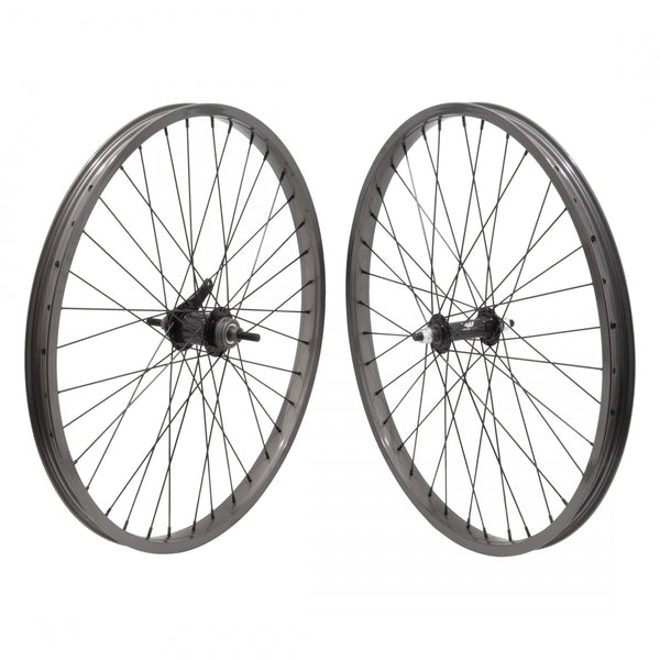 PAIR 24x1.75 507x26 ALLOY GY 36 ALLOY BO 3/8 BLACK KT CB BLACK 110mm 14gBK w/TRIM KIT