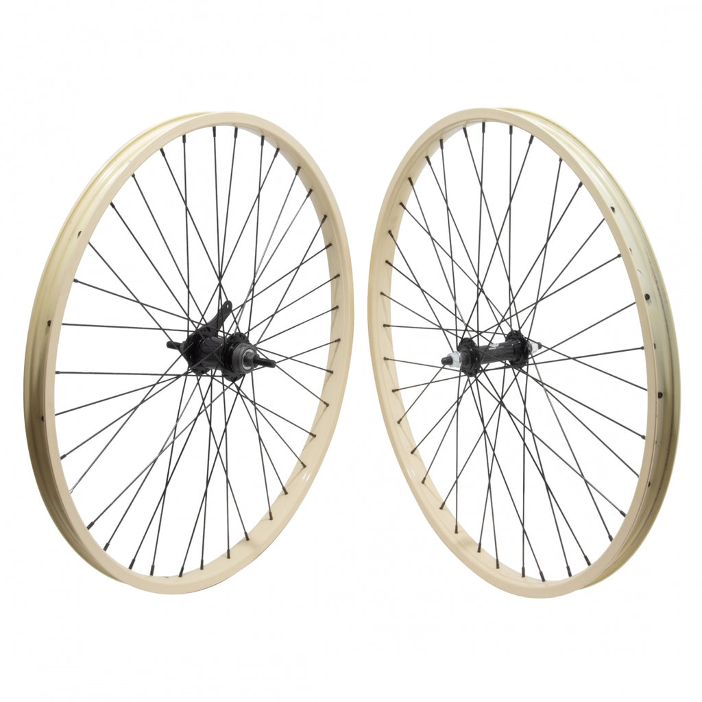 PAIR 26x1.75 559x27 ALLOY IVORY 36 ALLOY BO 3/8 BLACK KT CB BLACK 110mm 14gBK w/TRIM KIT