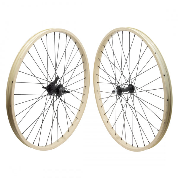 PAIR 26x1.75 559x27 ALLOY IVORY 36 ALLOY BO 3/8 BLACK KT CB BLACK 110mm 14gBK w/TRIM KIT