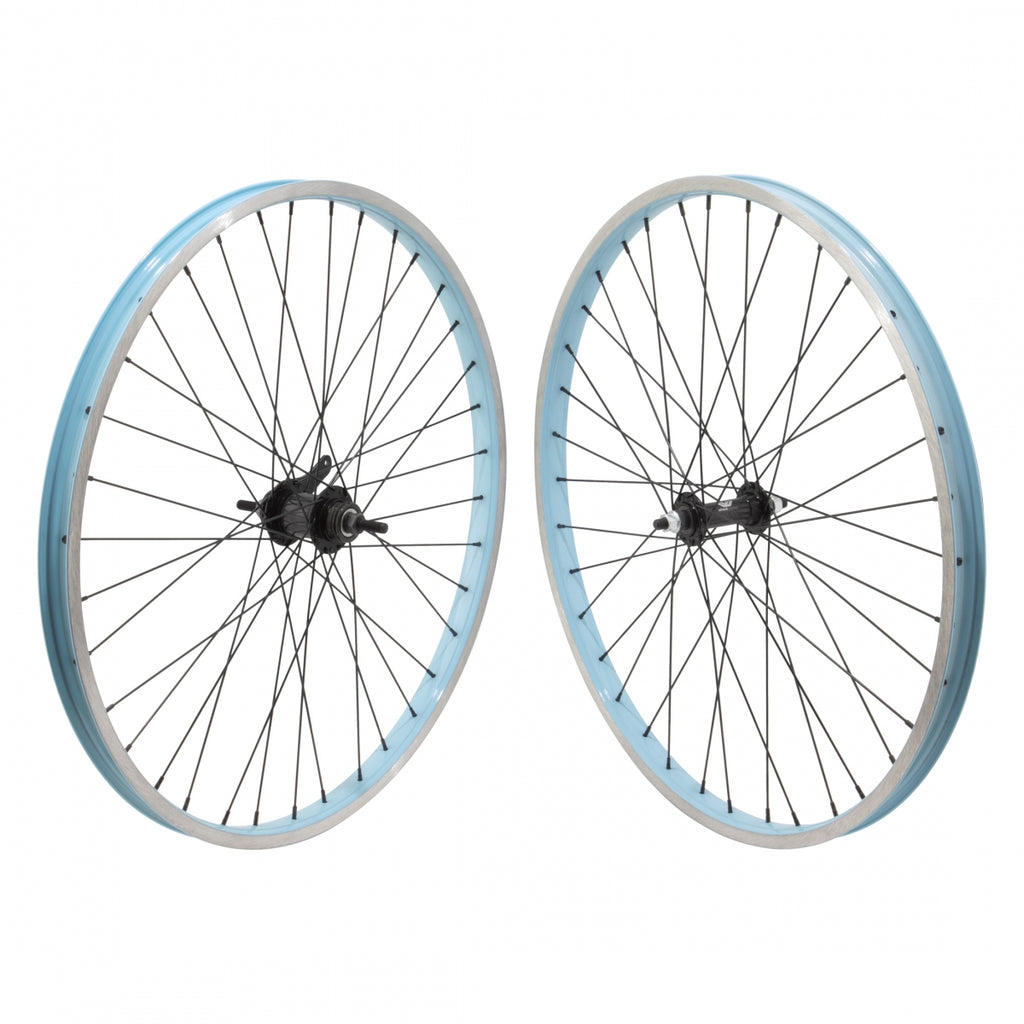 PAIR 26x1.75 559x27 ALLOY BLUE MSW 36 ALLOY BO 3/8 BLACK KT CB BLACK 110mm 14gBK w/TRIM KIT
