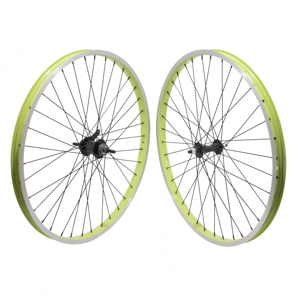 PAIR 26x1.75 559x27 ALLOY LIME MSW 36 ALLOY BO 3/8 BLACK KT CB BLACK 110mm 14gBK w/TRIM KIT