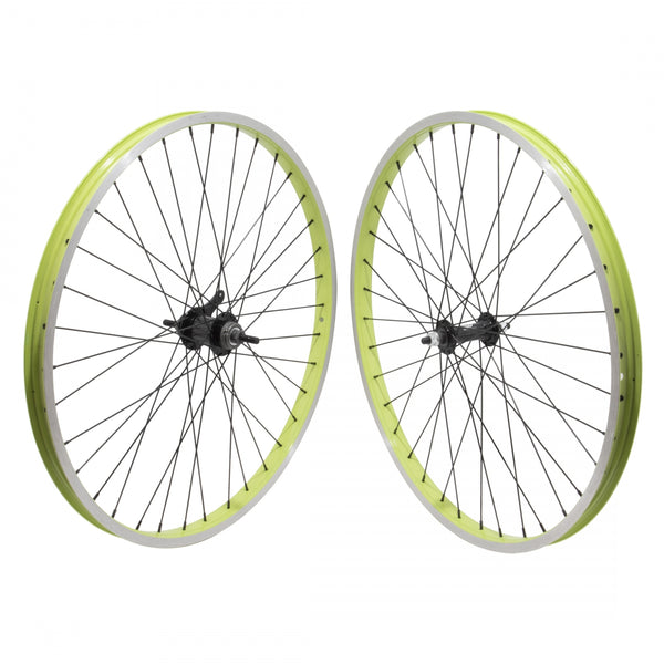 PAIR 26x1.75 559x27 ALLOY LIME MSW 36 ALLOY BO 3/8 BLACK KT CB BLACK 110mm 14gBK w/TRIM KIT