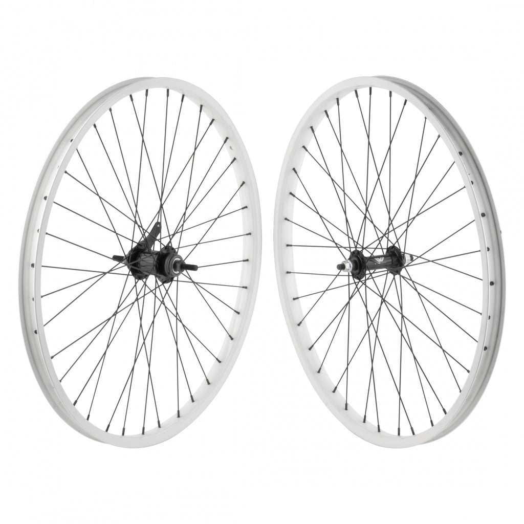 PAIR 26x1.75 559x27 ALLOY WHITE 36 ALLOY BO 3/8 BLACK KT CB BLACK 110mm 14gBK w/TRIM KIT