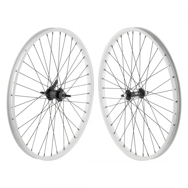 PAIR 26x1.75 559x27 ALLOY WHITE 36 ALLOY BO 3/8 BLACK KT CB BLACK 110mm 14gBK w/TRIM KIT