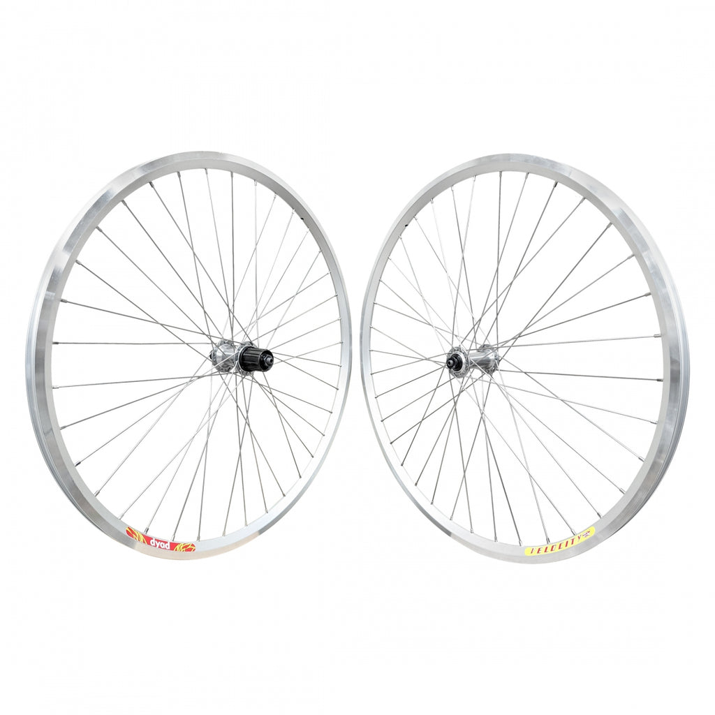 PAIR 650B 584x18 VELO DYAD SILVER MSW 36 SHIMANO RS400 8-11sCASS SILVER 130mm SAPIM LEADER 2.0 SILVER