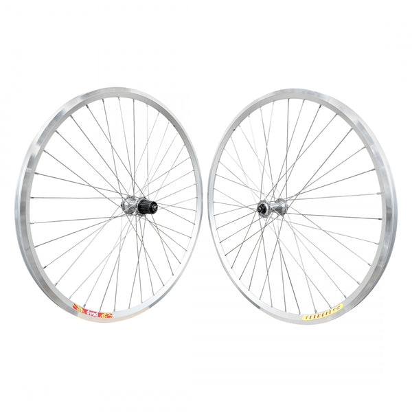 PAIR 650B 584x18 VELO DYAD SILVER MSW 36 SHIMANO RS400 8-11sCASS SILVER 130mm SAPIM LEADER 2.0 SILVER