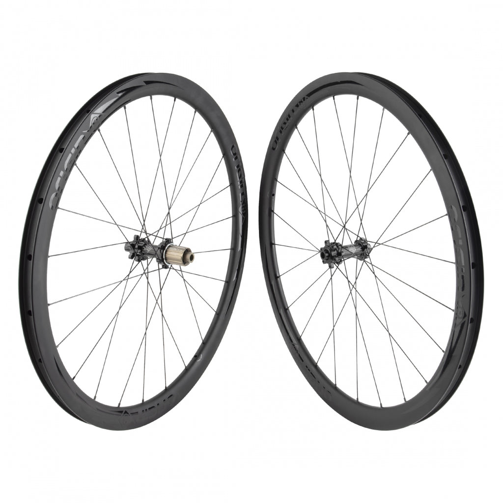PAIR 700 622x21 ORIGIN 8 BOLT CARBON 38mm TBLS DISC BLACK 24 ORIGIN 8 RD1110 ELITE 8-11sCAS 6B 12mm SP SEAL BLACK 142mm SAPIM RACE 2.0/1.8 BLACK