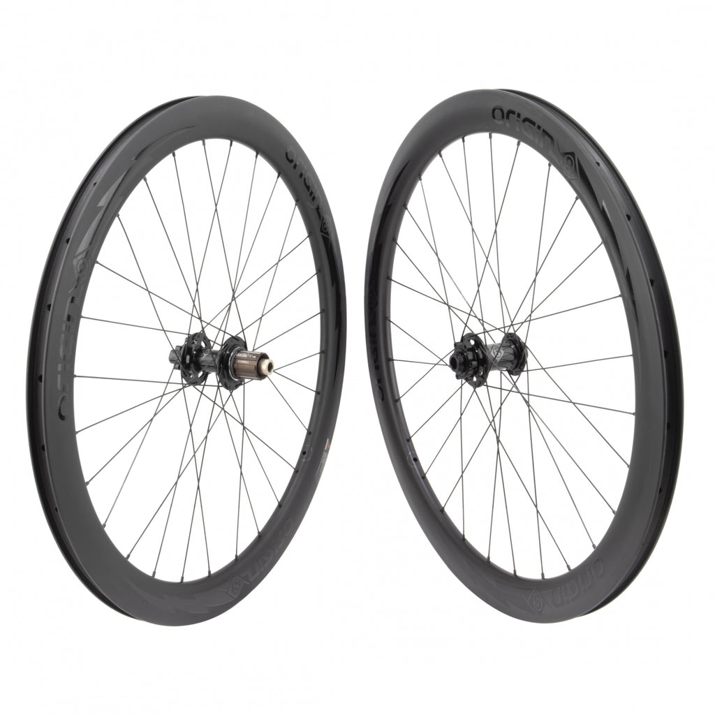 PAIR 700 622x19 ORIGIN 8 BOLT CARBON 50mm TBLS DISC BLACK 28 ORIGIN 8 CX/GX1110 ELITE 8-11sCAS 6B 15mm 12mm SEAL BLACK 142mm SAPIM RACE 2.0/1.8 BLACK