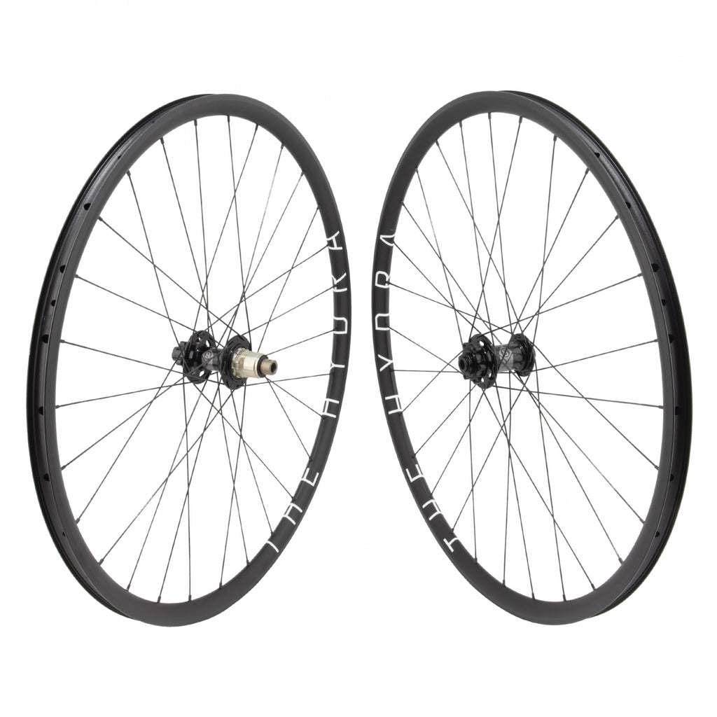 PAIR 700 622x20 H+SON HYDRA BLACK DISC 28OR8 CX/GX1110 ELITE 12sXD 6B 12mm SEAL BLACK 142mm SAPIM RACE 2.0/1.8 BLACK (NO SKEWER)