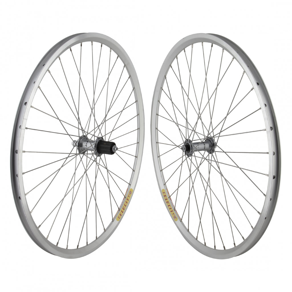 PAIR 650B 584x18 VELO DYAD SILVER MSW 36 SHIMANO R7000 8-11sCASS QR SILVER 130mm 2.0/1.8 SILVER